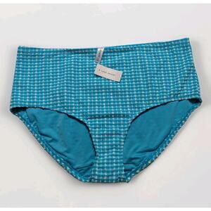 Lane Bryant Gingham Blue Plus Size 18 Tummy Control High Waist Swim Suit Bottom